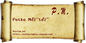 Petke Máté névjegykártya